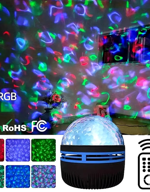 Load image into Gallery viewer, LED Starry Galaxy Ocean Wave Projector RGB Smart Remote Control Lamp KTV USB Christmas Lights Auto Rotate for Home Bedroom Decor
