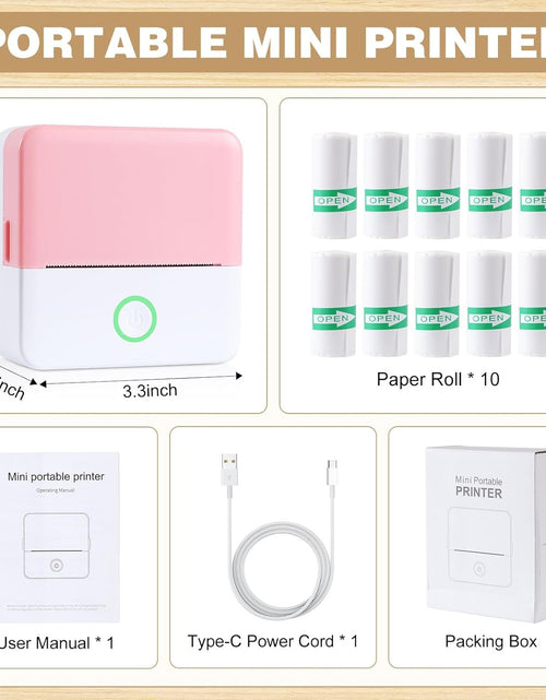 Load image into Gallery viewer, Mini Bluetooth Photo Printer with 10 Rolls Printing Paper
