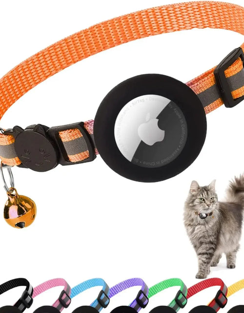 Load image into Gallery viewer, ATUBAN Airtag Cat Collar Breakaway, Reflective Kitten Collar with Apple Air Tag Holder and Bell for Girl Boy Cats, 0.4 Inches
