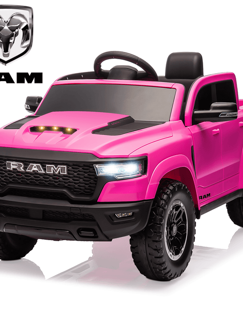 Load image into Gallery viewer, Dodge RAM Ride on Car, 12V Powered Ride on Toy with Remote Control, Rear Wheel Suspension, 5 Point Safety Belt, MP3 Player, Bluetooth, LED Lights, Electric Vehicles for 3-8 Years Boys Girls, Pink
