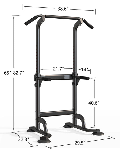 Load image into Gallery viewer, Power Tower Pull up Bar, Strength Training Workout Equipment with Adjustable Height High Stability - Black
