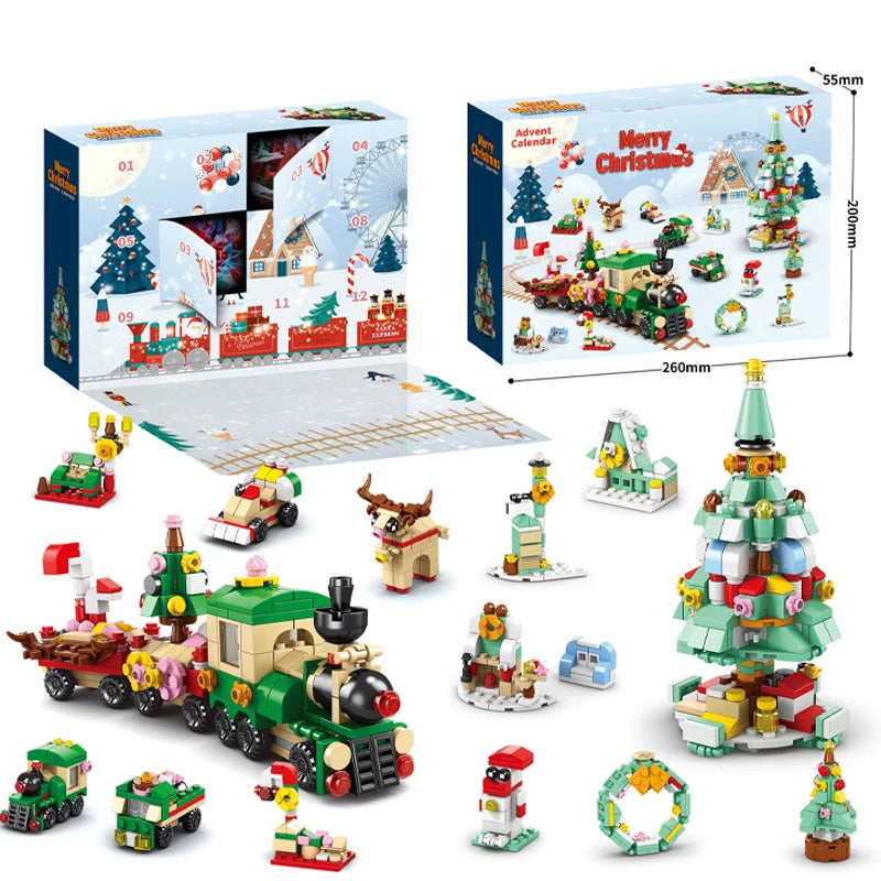 Christmas Building Blocks Set Box Kids Toys 24Years Xmas Advent Calendar Bricks Diy Kit Gift for Children 6 Years Old and Above