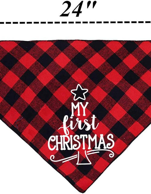 Load image into Gallery viewer, Dog First Christmas Bandana,Red Plaid Xmas Puppy Scarf
