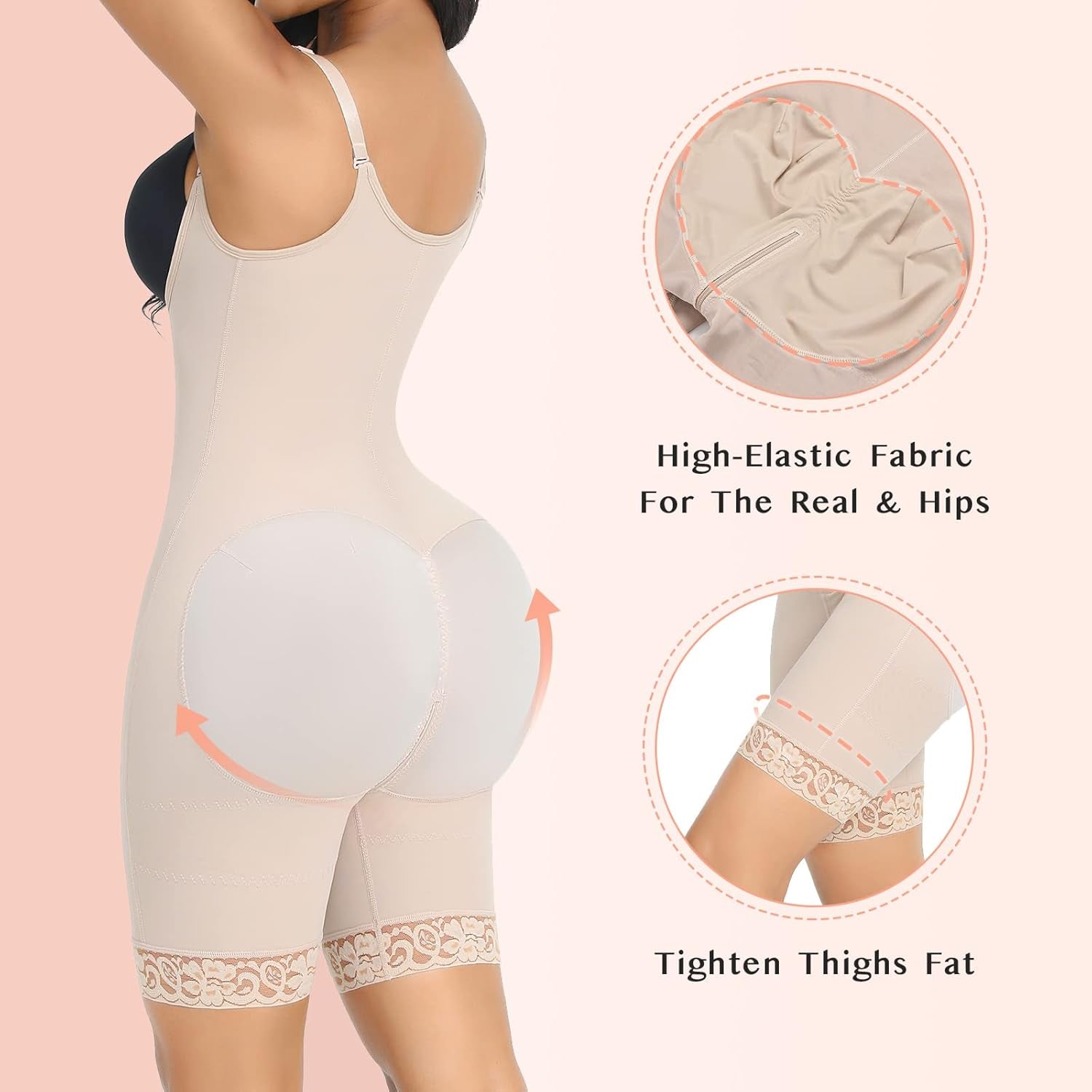 Shapewear for Women Tummy Control Fajas Colombianas Body Shaper for Women Zipper Open Bust Bodysuit Waist Trainer