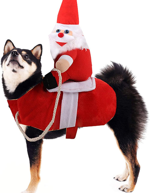 Load image into Gallery viewer, Christmas Dog Costume Funny Dog Christmas Santa Claus Costume Riding on Dog Pet Cat Christmas Holiday Outfit Pet Christmas Clothes Dressing up for Halloween Christmas Party
