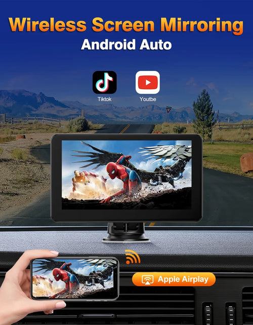 Load image into Gallery viewer, Carplay Screen for Car, 7&quot; Wireless Portable Carplay Compatible Android Auoto, GPS Navigation, Mirror Link, Voice Control, AUX/FM
